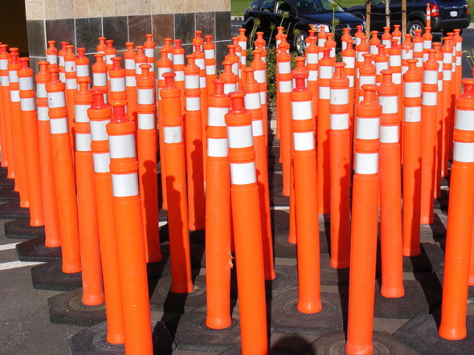 orange removable bollards